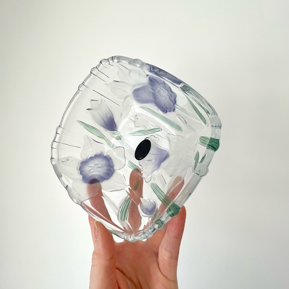 Vintage set of two glass flower print bowls salad bowls dessert bowls - Picture 12 of 12